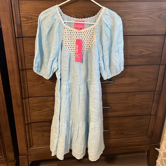 NWT Lilly Pulitzer Charlet Short Sleeve Linen Dress - Picture 2 of 9